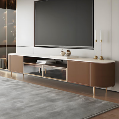 86.61" Modern Minimalist Solid Wood TV Stand