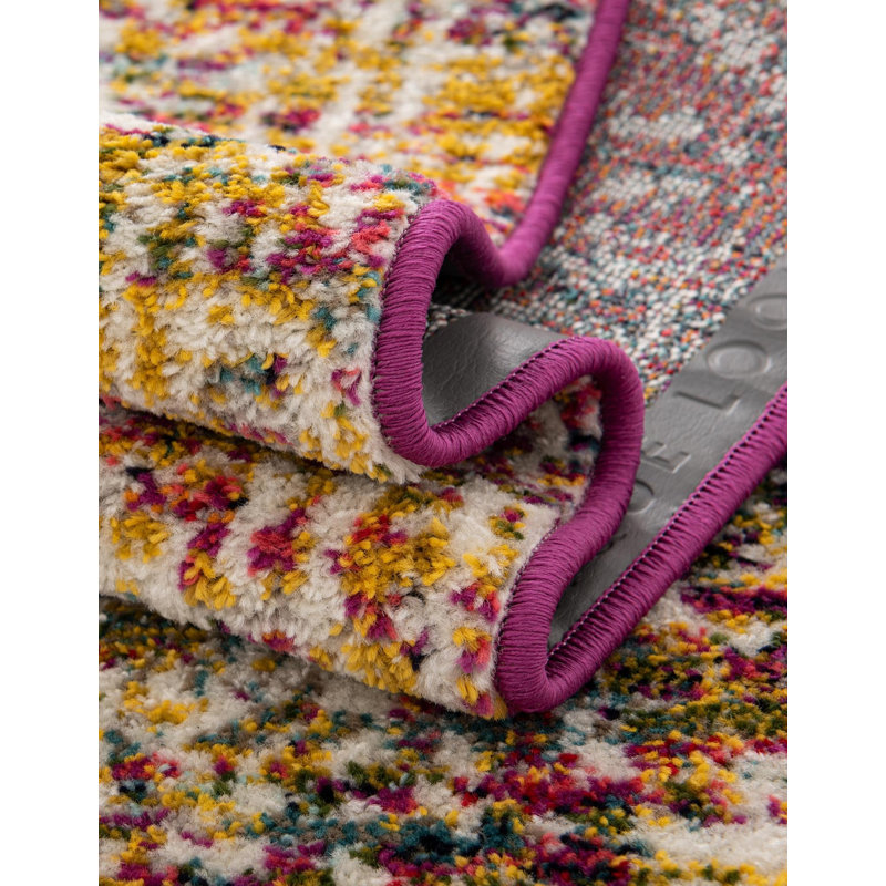 Tapis oriental multicolore Robinne, Demi-cercle 2 pi 7 po x 4 pi 1 po