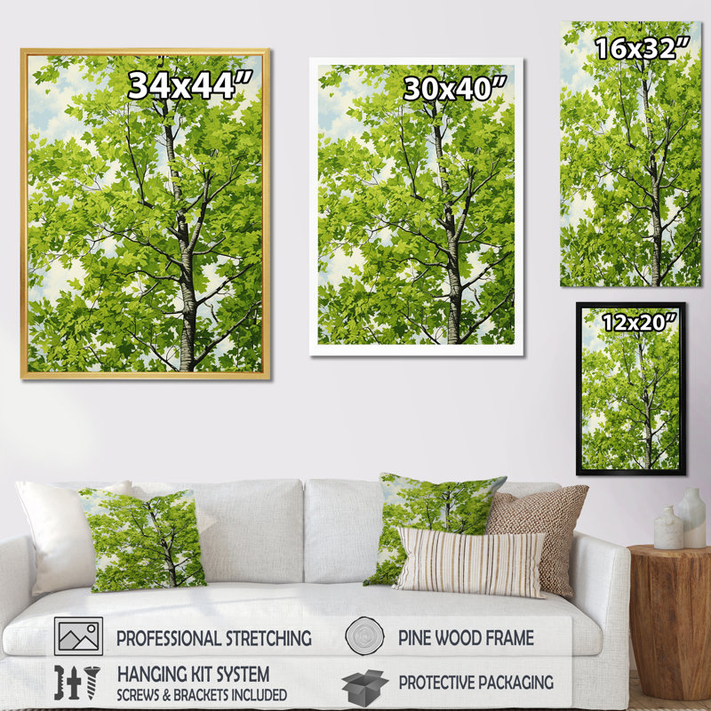 Décoration murale American Basswoods Breeze II - Arbre américain, Cadre naturel flottant, H 40 po x l 30 po