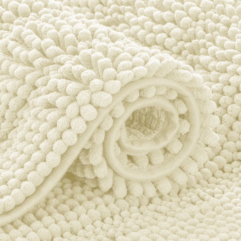 Aspire Homeware Ultra-Soft Chenille Bathroom Rug Mat with Non-Slip Backing, Cream, Reactangle (40cm W x 60cm L)
