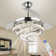 42'' Dimmable Ceiling Fan With Light And Remote Crystal Modern Chandelier Fan Retractable Fandelier With Memory, Silent Motor, 6 Speed, 3 Colour Change, Timer Function(Gold)