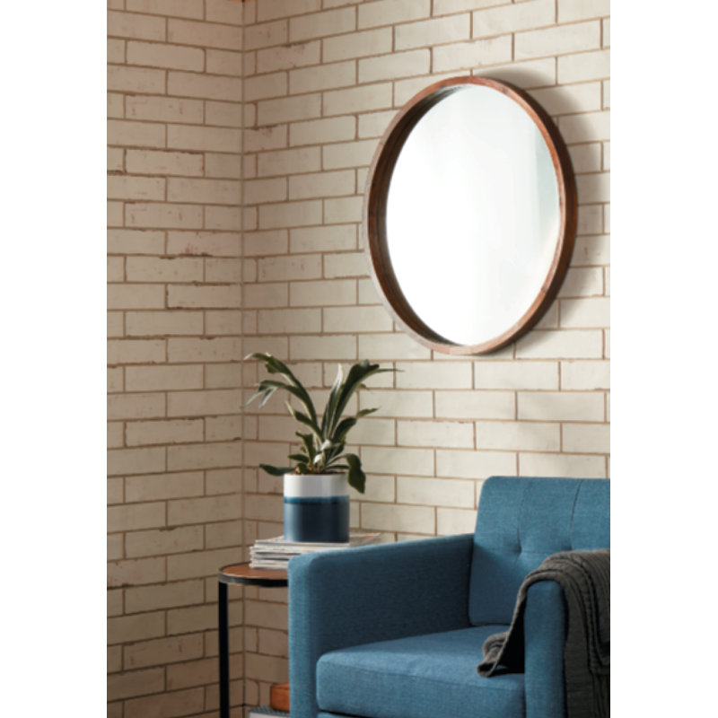 Wood Flat Wall Mirror, 141.73 cm H x 141.73 cm W, Walnut