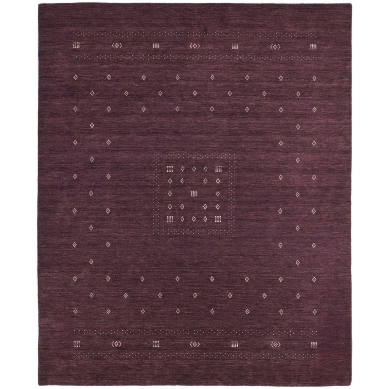 Simi Hand Knotted Cotton/Wool Southwestern Area Rug, Eggplant, Rectangle 10' x 14'