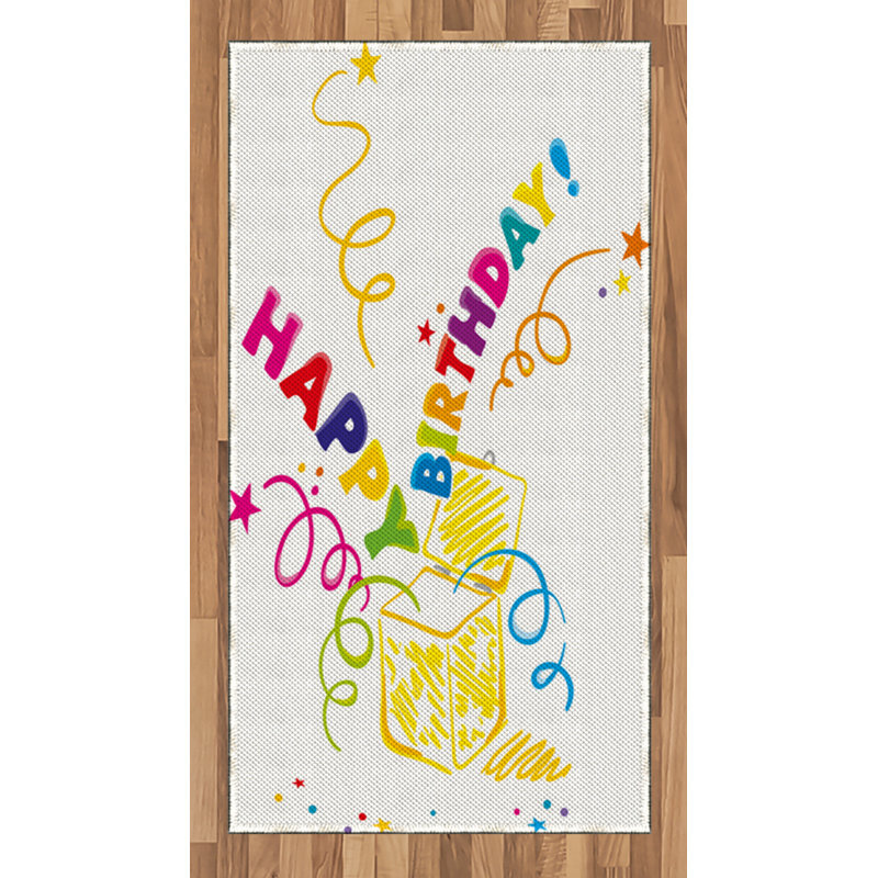Birthday High Density Long Fiber Poly Threads Decorative Area Rug Carpet, Rectangle 2'7" x 5'