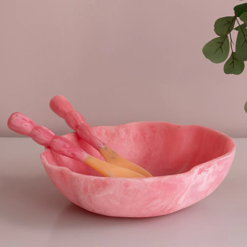 Resin Salad Servers, Raspberry
