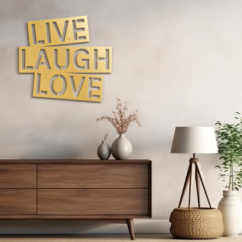 «Live Laugh Love», décoration murale en métal, signe de texte en lettres séparées, cadeau unique, décoration murale, Or