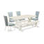 Ensemble de salle à manger 6 pièces comprenant une table rectangulaire à pattes en X, 4 chaises Parson en lin bleu clair et une banquette, lin blanc.-1930134188-1930134194