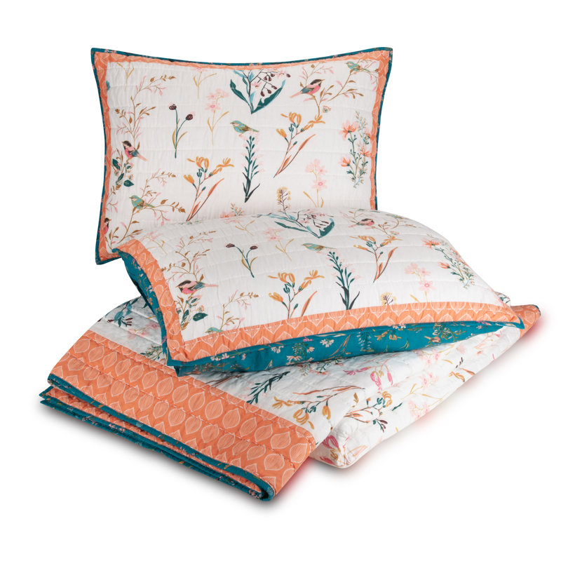 Ensemble de courtepointe réversible 100% coton 3 pièces English Garden, Full/Queen Quilt + 2 Standard Shams