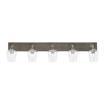 Oxbridge 5 Light Bath Bar Shown With 5" Clear Bubble Glass