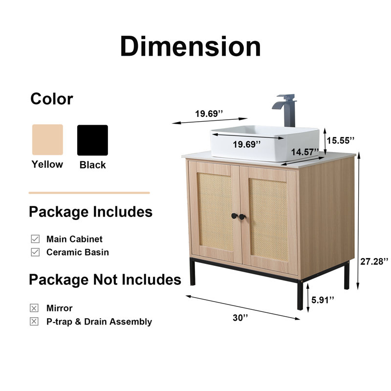 Ensemble de meuble-lavabo simple 30 po Oak