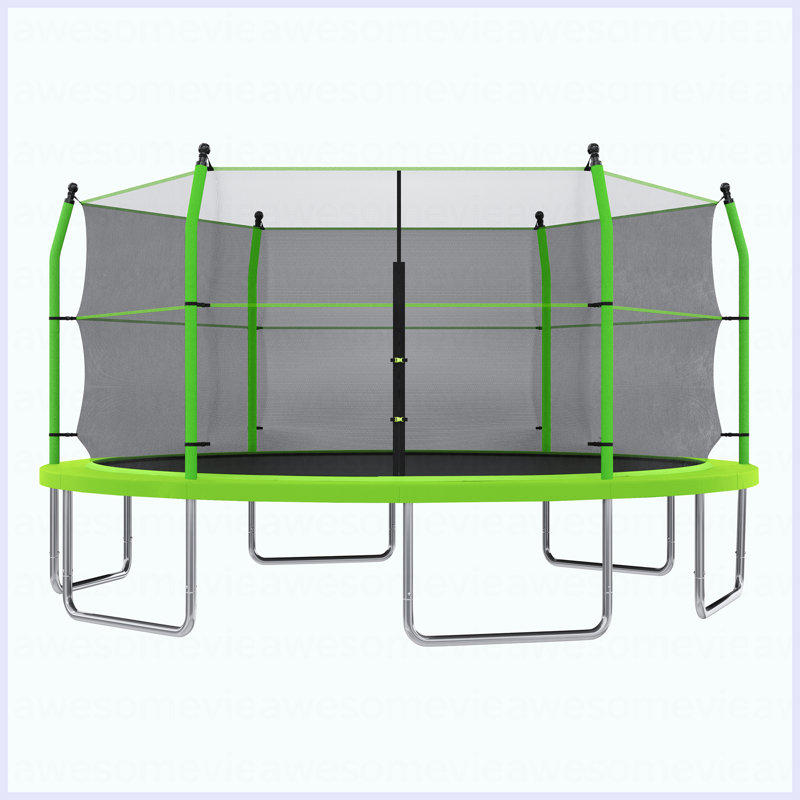 Trampoline de 16 pi avec échelle et filet d'enclos pour enfants et adultes, trampoline d'extérieur robuste de 16 pi pour la cour