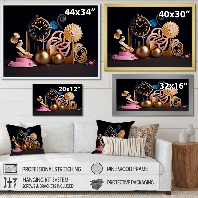 L'illusion du temps, minimalisme futur - art mural géométrique moderne, salon, H 30 po x l 40 po x P 1,5 po, Toile tendue