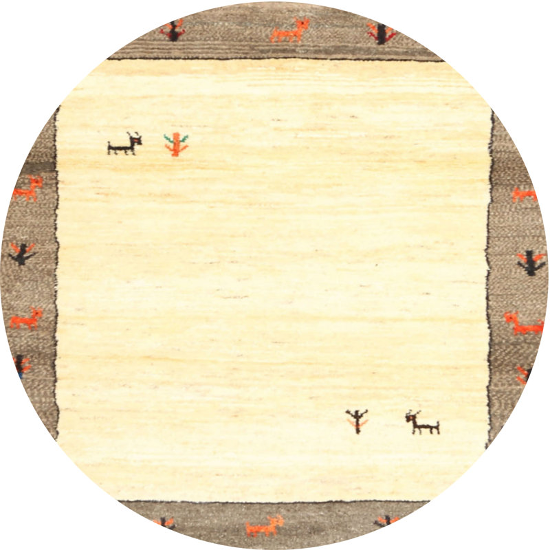 Tapis contemporain beige / gris, Rond 6 pi