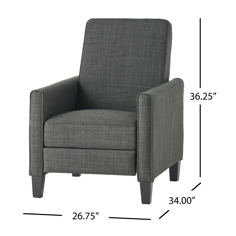 Zuca Pushback Recliner Chair, Black Wood, Premium Padded Beige Polyester, Gray, Linen