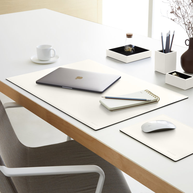 Mercurio Leather / Faux Leather Desk Pad, White