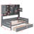 Wooden Daybed With Double Drawers And Shelving Unit-260122267-260122270