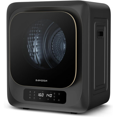 Sèche-linge portable BANGSON 1,8 pi³ pour le linge, sécheuse compacte à évacuation 120 V avec panneau de commande DEL, trousse de fixation murale, tuyau d'évacuation, tambour en acier inoxydable pour appartement, dortoir, VR, gris
