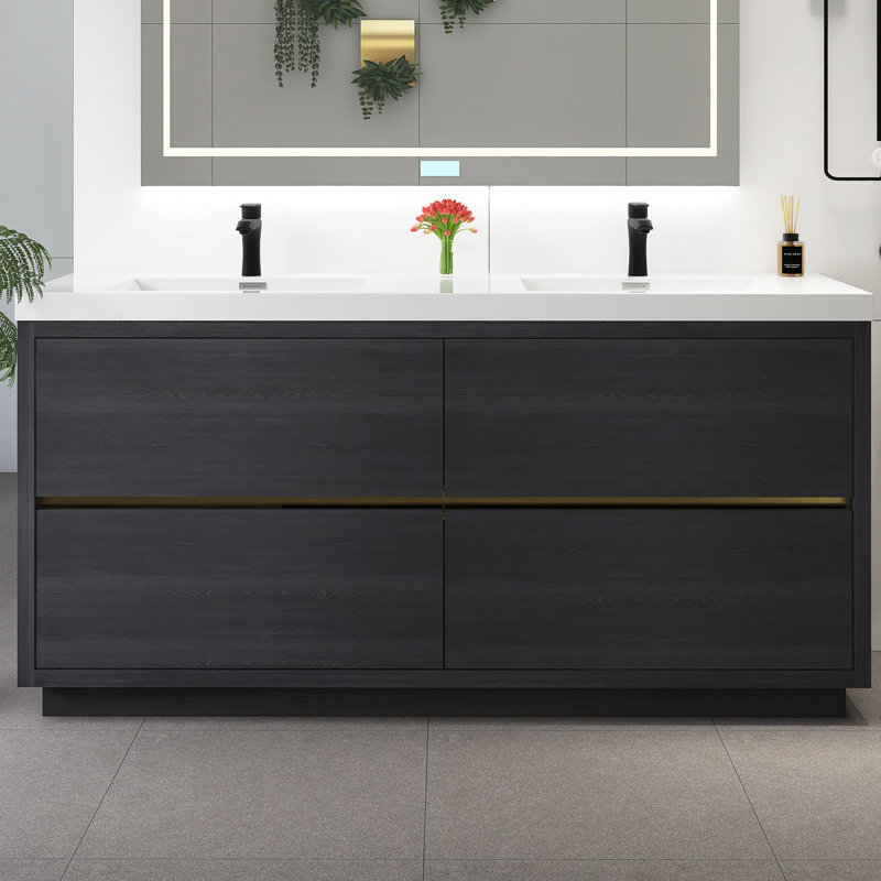 Meuble-lavabo autoportant 72 po avec lavabo 72 po, Espresso
