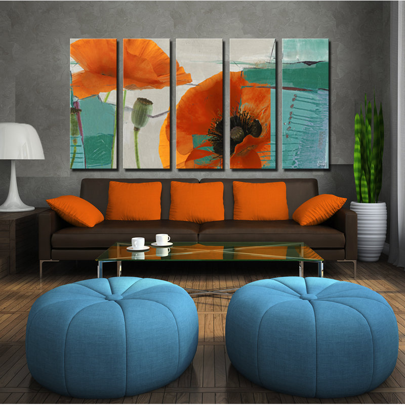 Reproduction d’art graphique sur toile tendue « Painted Petals XXXIII » par Tristan Scott-5 pièces