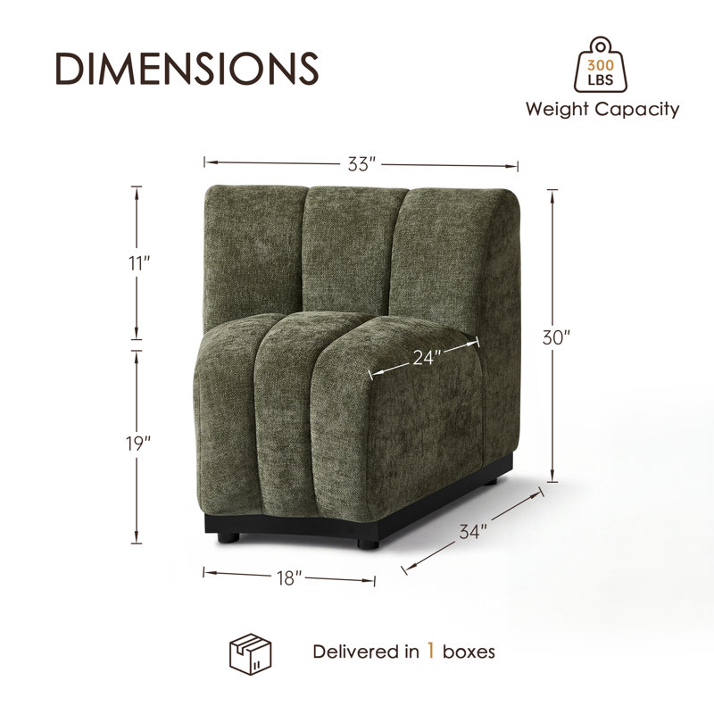 Fauteuil incurvé vert 33 po, Green