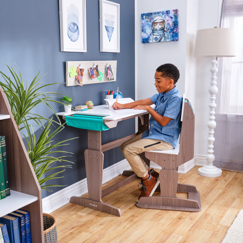 Grow Together Pocket Adjustable 109cm W Desk and Chair Set, Grey Ash