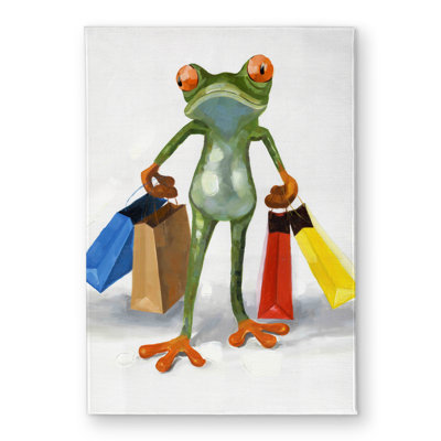 Funny Frog with Shopping Bags Door Mat | Kids Indoor Outdoor Decor