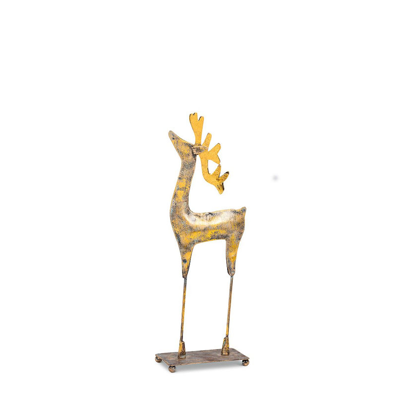 Décoration de cerf doré, H 13 po x l 6,5 po x P 1,5 po