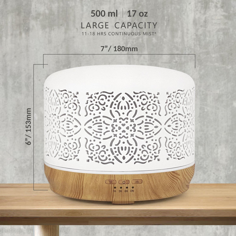 Essential Oil Diffuser White Ceramic Diffuser 500 Ml Timers Night Lights And Auto Off Function Home Office Humidifier Ultrasonic Aromatherapy Diffusers For Essential Oils