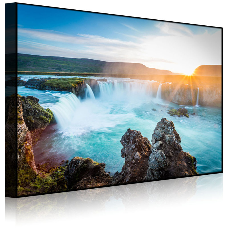 Idyllic Waterfalls At Sunset by No - Wrapped Canvas Print, Without lighting, 60cm H x 80cm W x 4.5cm D