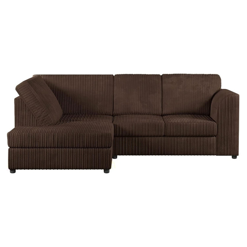 Jumbo Cord Hand Facing Corner Sofa With Footstool, Brown, Left Hand Facing