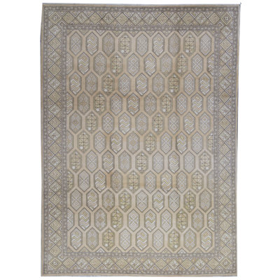 Tapis beige noué à la main de haute qualité