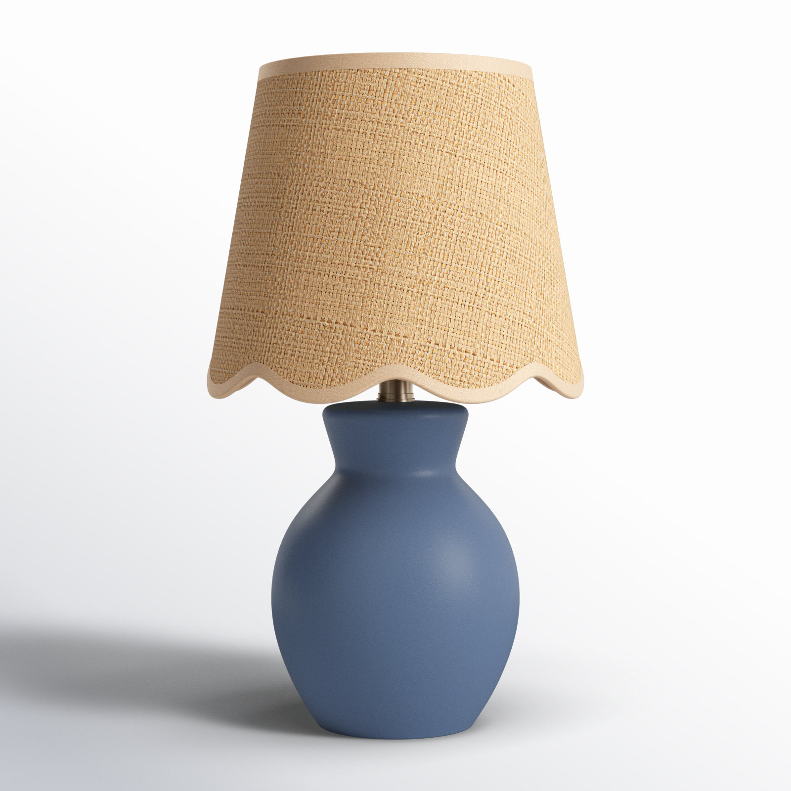 Momsen Scallop Shade Matte Lamp, Blue, Natural, 15"H x 8"W x 8"D