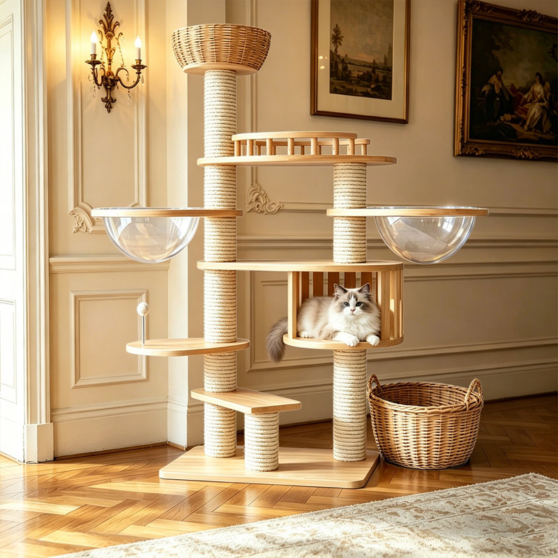 Arbre à chat 8 niveaux avec condons, perchoir, griffoirs