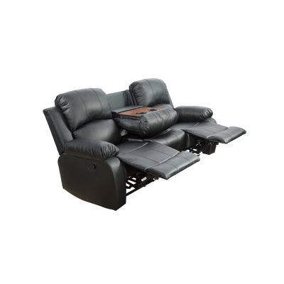 Canapé inclinable 82 po en similicuir avec accoudoirs rembourrés et coussins réversibles