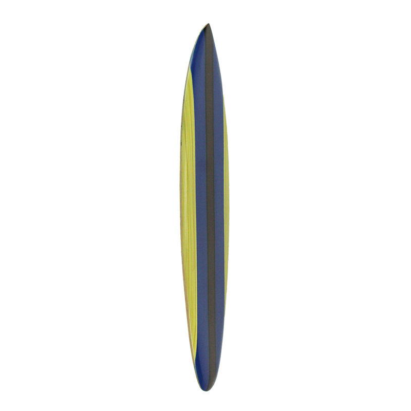 Art mural et planche murale de planche de surf en bois brun côtier avec rayures rétro de style tiki - H 39,75 po x L 9,5 po x l 0,5 po