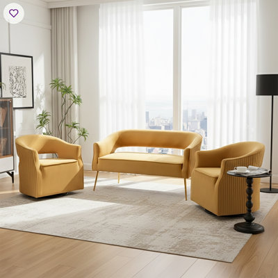 Fumiyo 3 - Piece Velvet Living Room Set