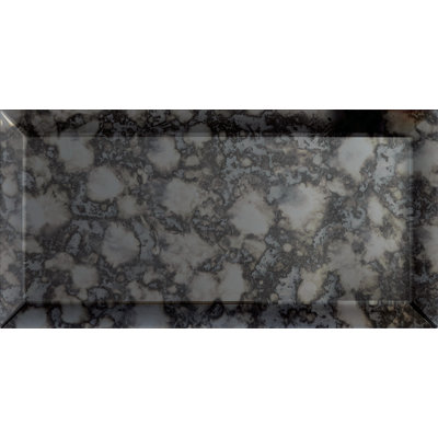 Daltile Lavaliere 3" x 6" Natural Stone Bevel Wall Tile in Polished Black Antique Mirror