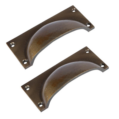 Hammer & Tongs - Rectangular Cabinet Cup Handle - W105mm x H50mm - Brass