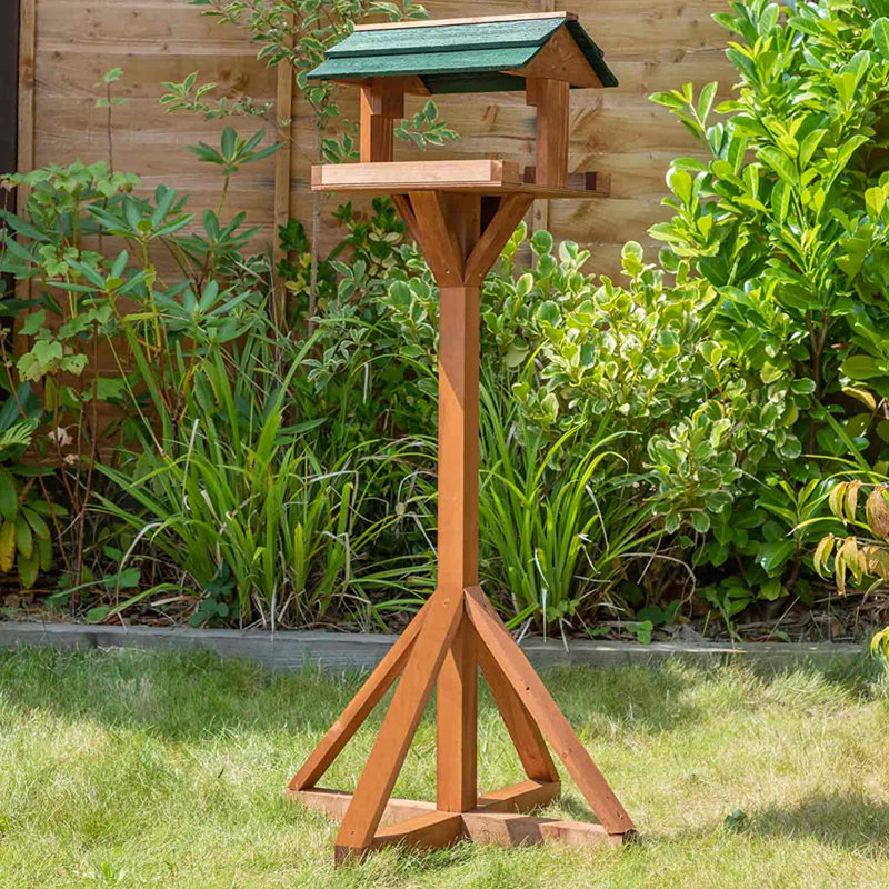 Annais Wood Freestanding Hopper Bird Feeder