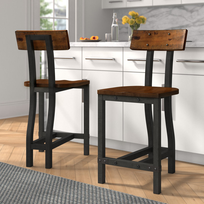 Larnell Counter Stool Set - Solid Wood Frame