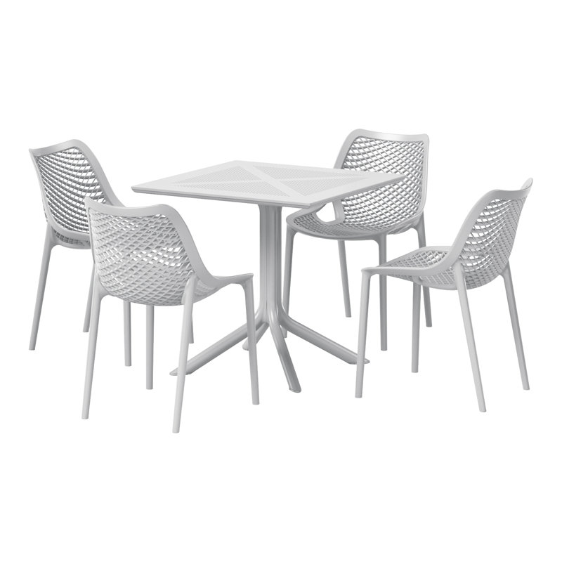 4-Person Outdoor Square Dining Set, Gray