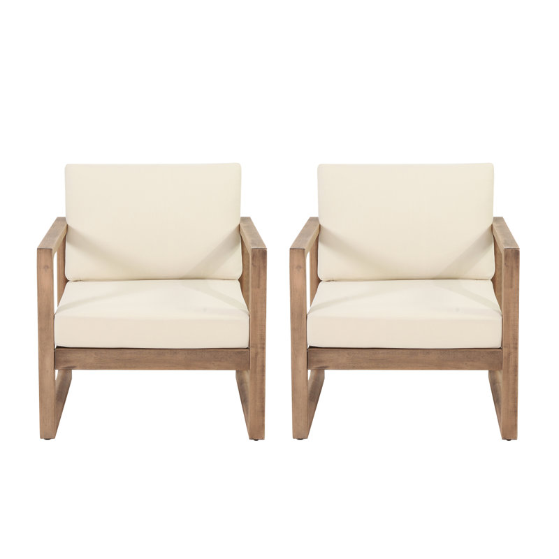 Marengo Modern Rustic Deep Seating Sustainable Acacia Wood Patio Club Chair with Water-Repellent Cushions