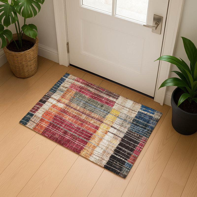 Premium Machine Washable Millbrook AMF1962 Stripes Rug, Rectangle 1'8" x 2'6"