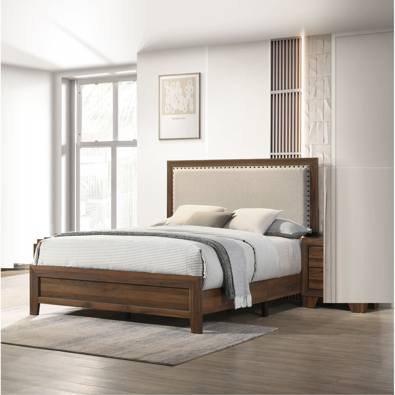 Mobilier de chambre à coucher en bois, Brun, Grand lit