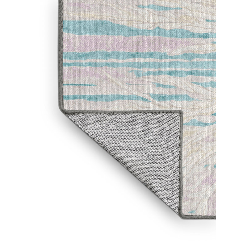 Machine Washable Gray Area Rug, Square 6'