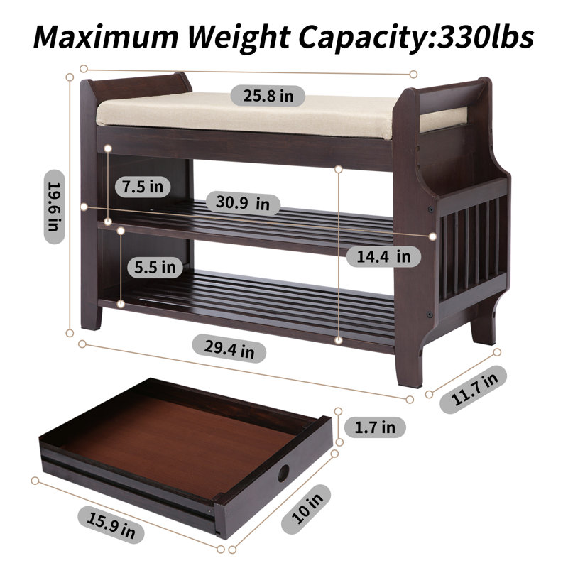 Banc de rangement pour 6 paires de chaussures