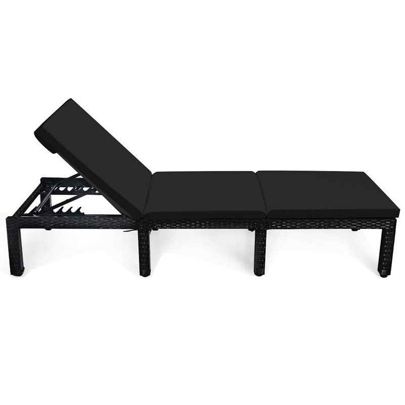 Towley Outdoor Chaise Lounge , Cushion Included, Black/Turquoise