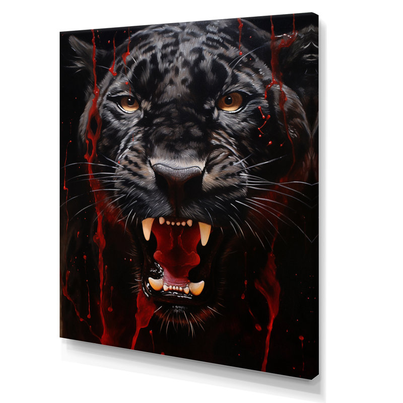 «Black Red Red Panther» sur toile imprimée, Toile tendue, H 20 po x l 12 po x P 1 po