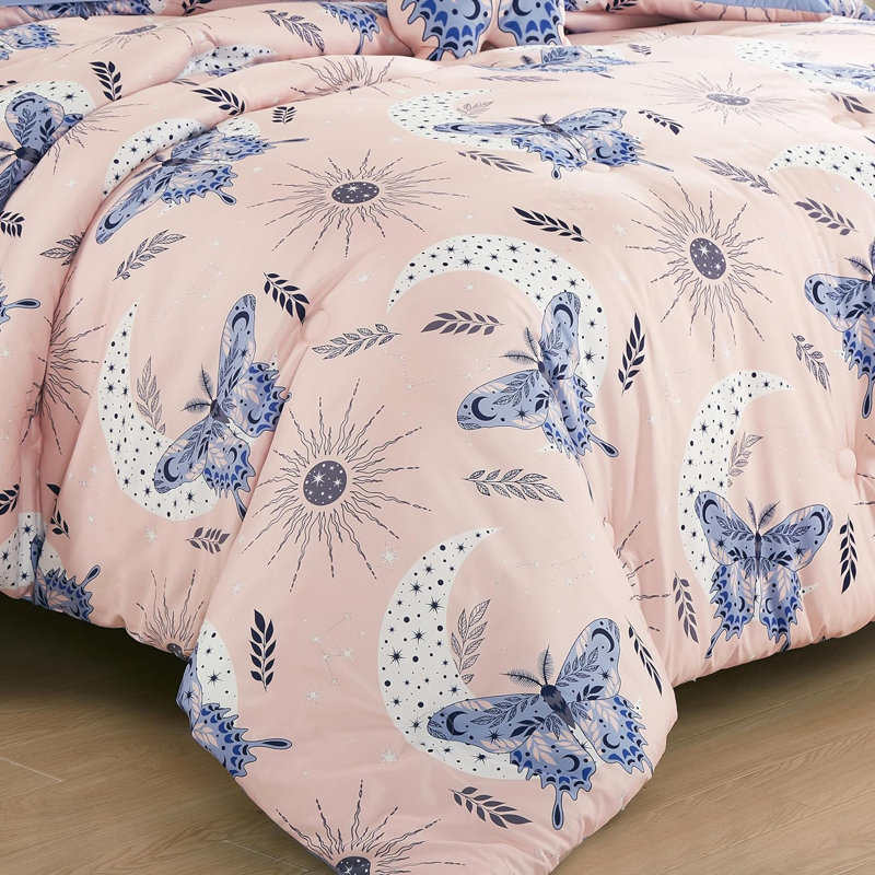 Twin White Microfiber Kids Bedding Set with Butterfly Pillow