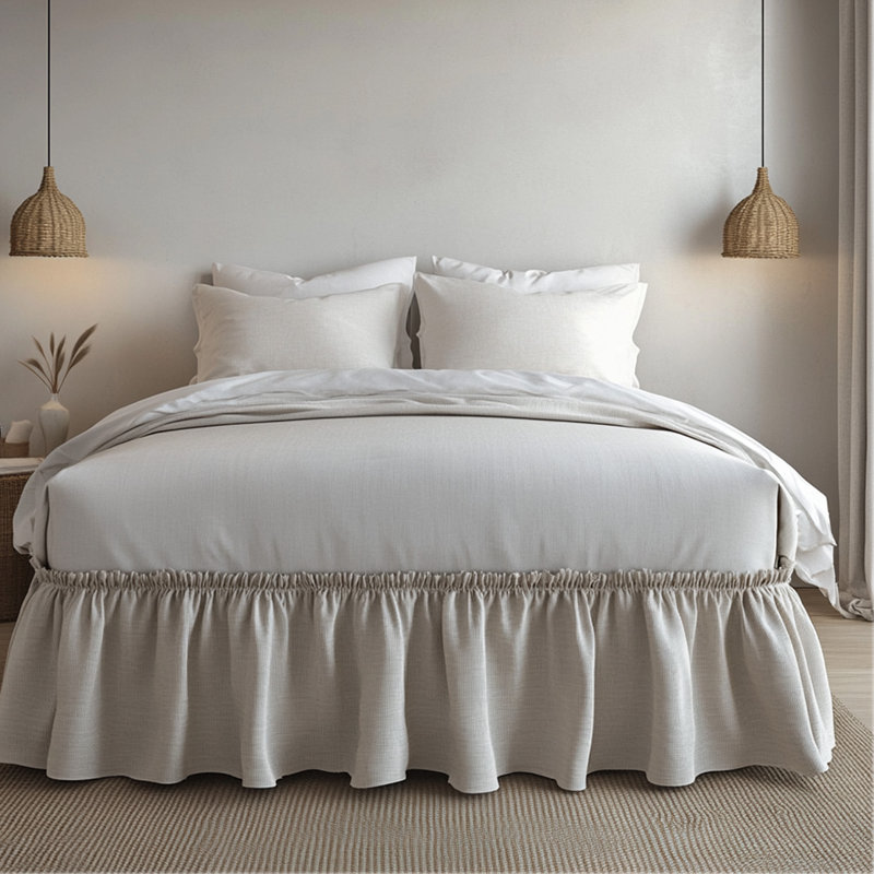 Solid Simple Bed Skirt Easy Fit
